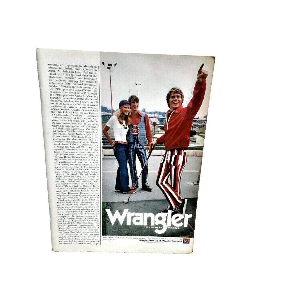 1971 Wrangler Jeans Sportswear Clothing Golf Theme Original Print Ad 70s